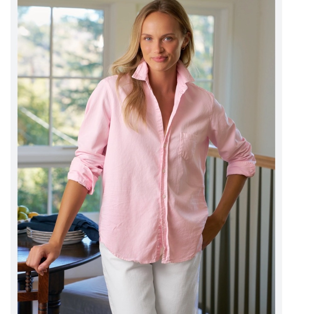 Frank & Eileen Tee Lab Pink Cotton Jersey Button Down Shirt XS LABEILEEN-EJ